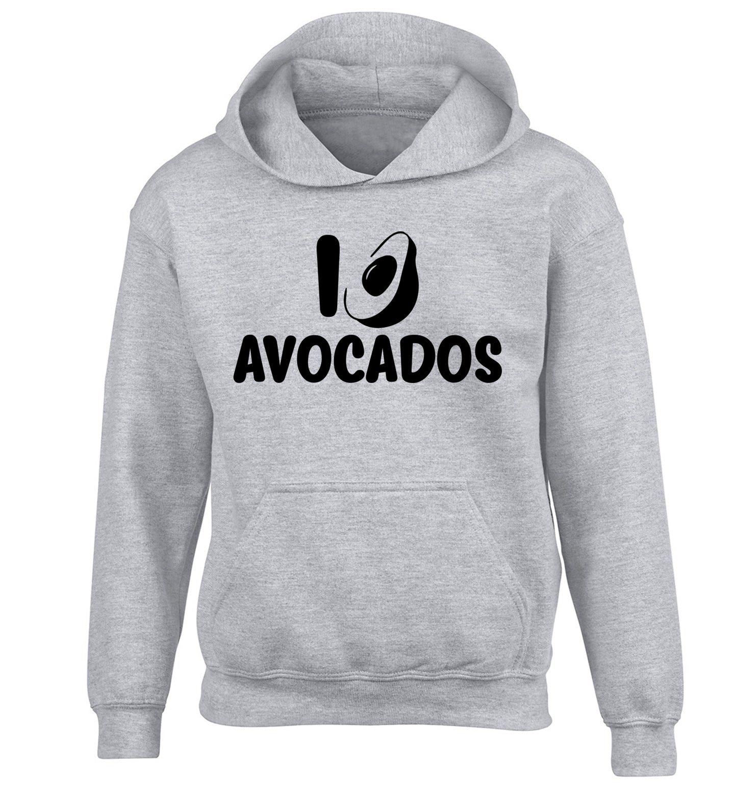 I love avocados children's grey hoodie 12-14 Years