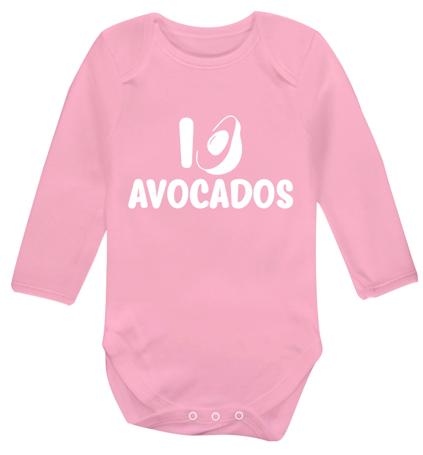 I love avocados Baby Vest long sleeved pale pink 6-12 months