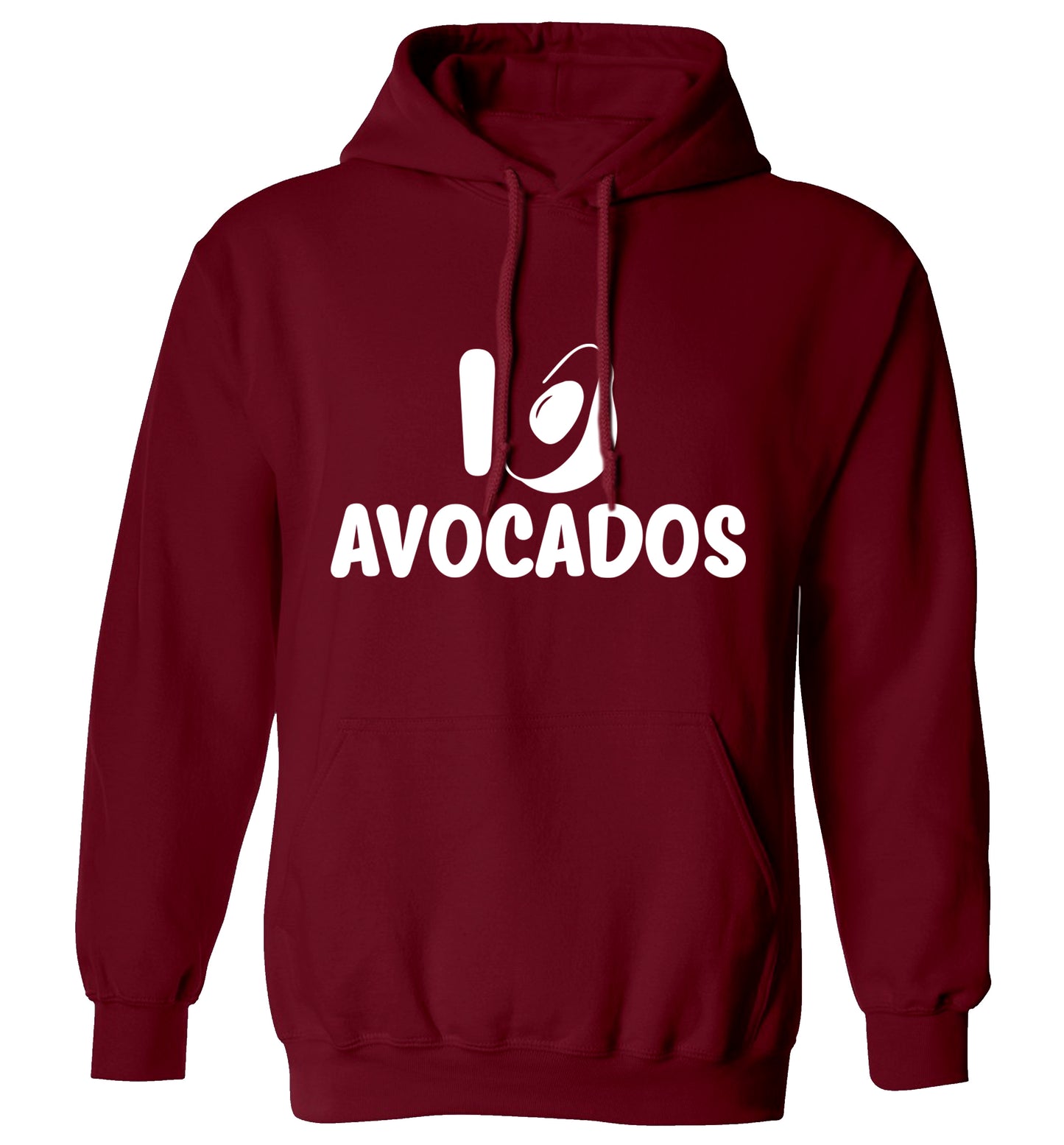 I love avocados adults unisex maroon hoodie 2XL