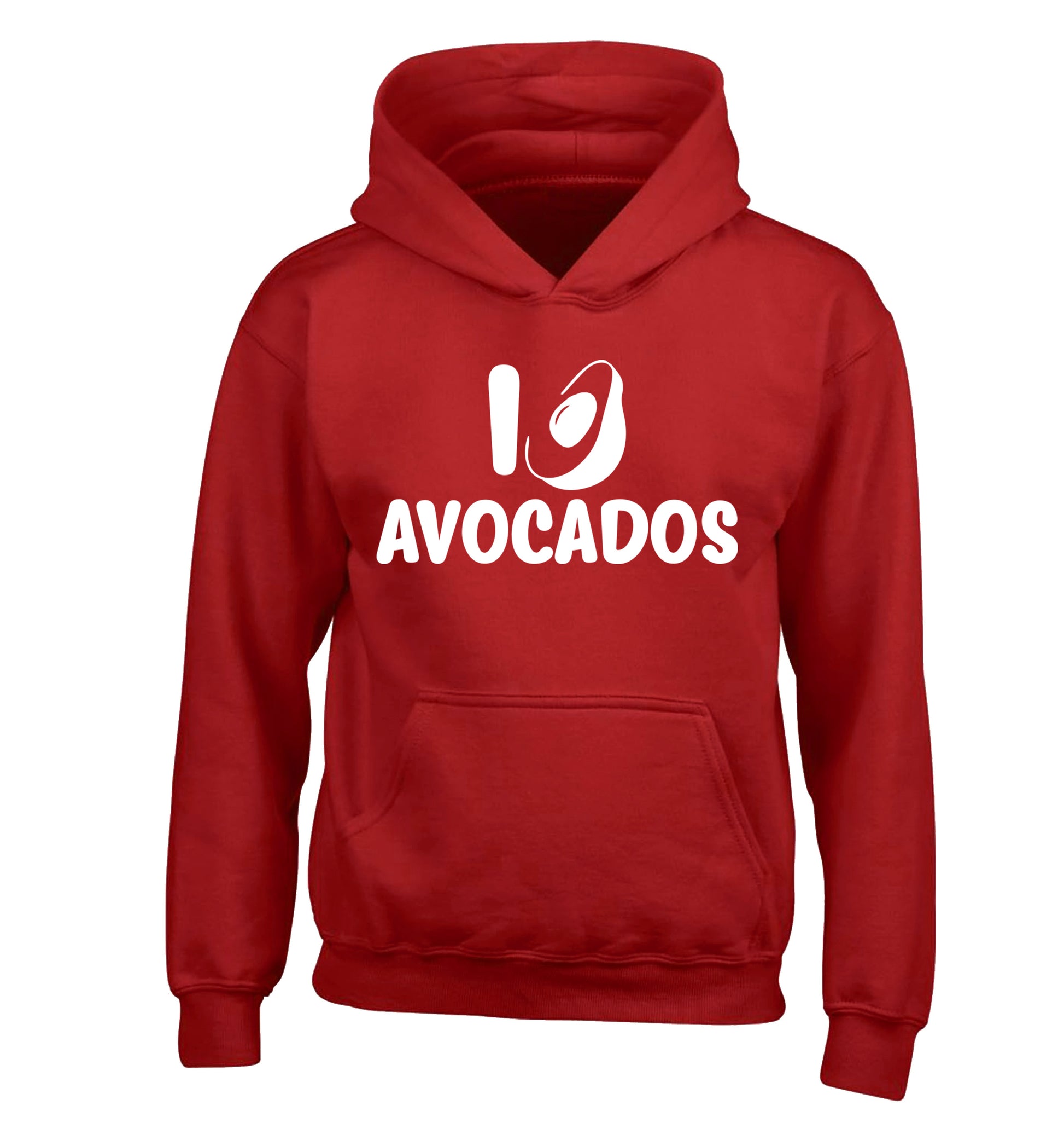 I love avocados children's red hoodie 12-14 Years