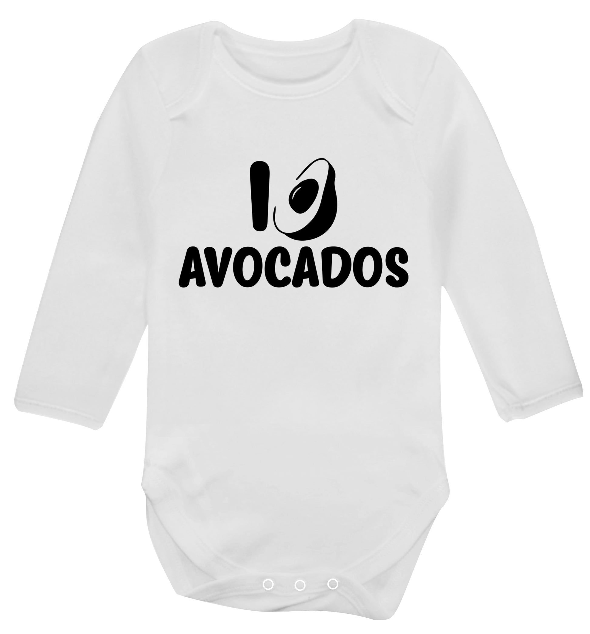 I love avocados Baby Vest long sleeved white 6-12 months