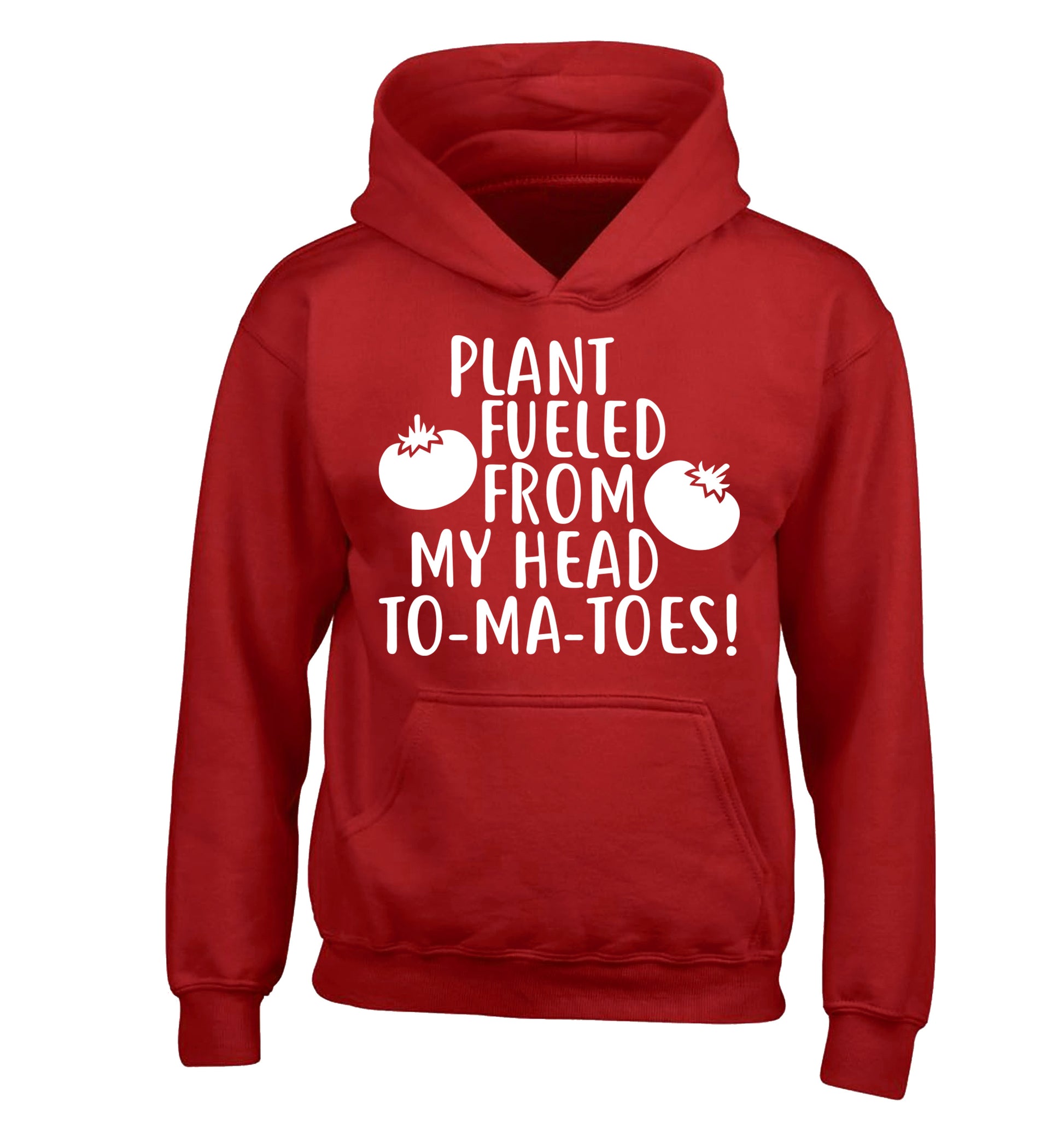 Plant fueled from my head to-ma-toes children's red hoodie 12-14 Years