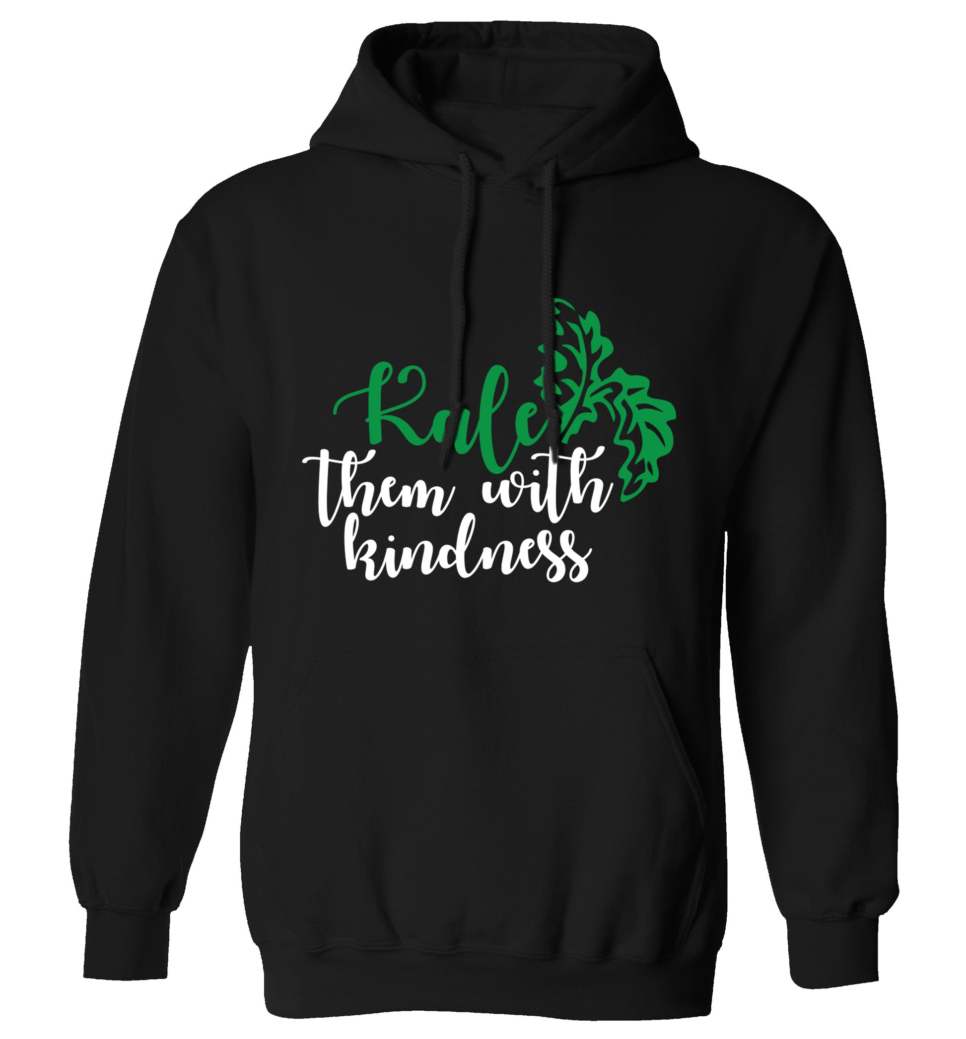 Kale them with kindness adults unisex black hoodie 2XL