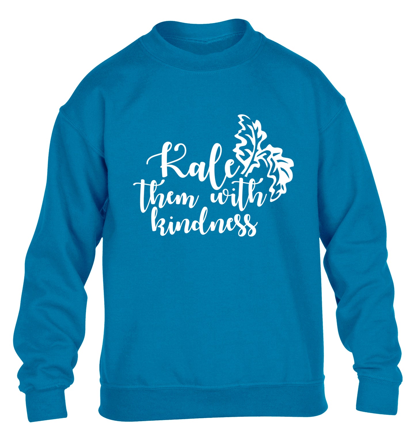Kale them with kindness children's blue sweater 12-14 Years