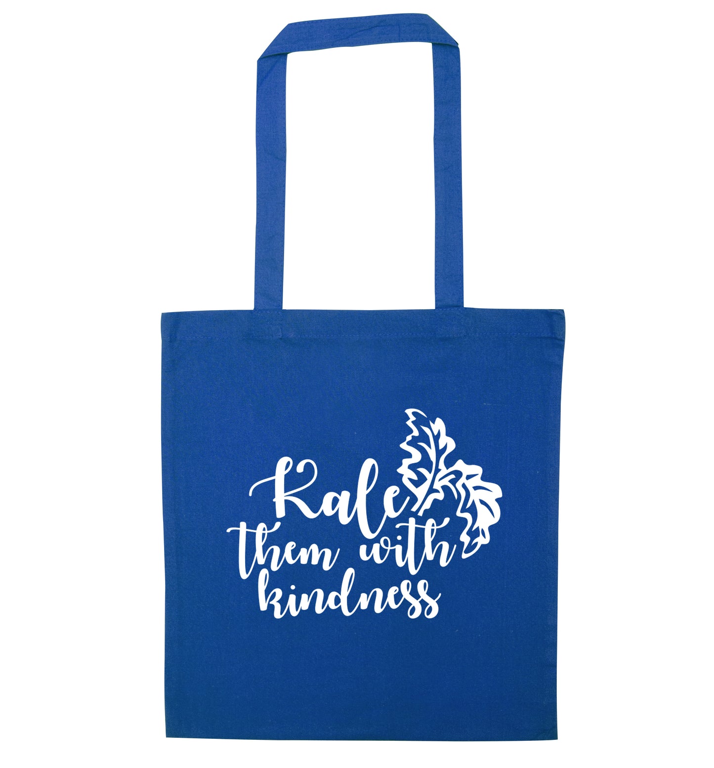 Kale them with kindness blue tote bag