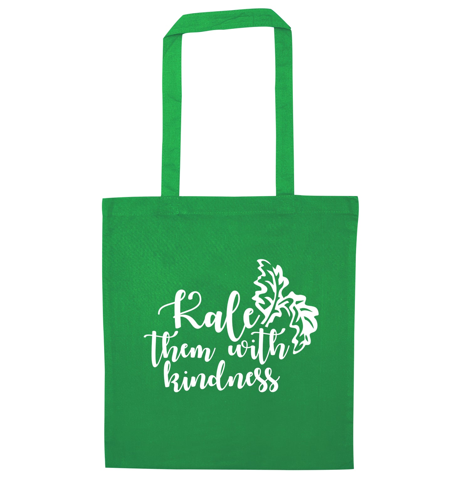 Kale them with kindness green tote bag