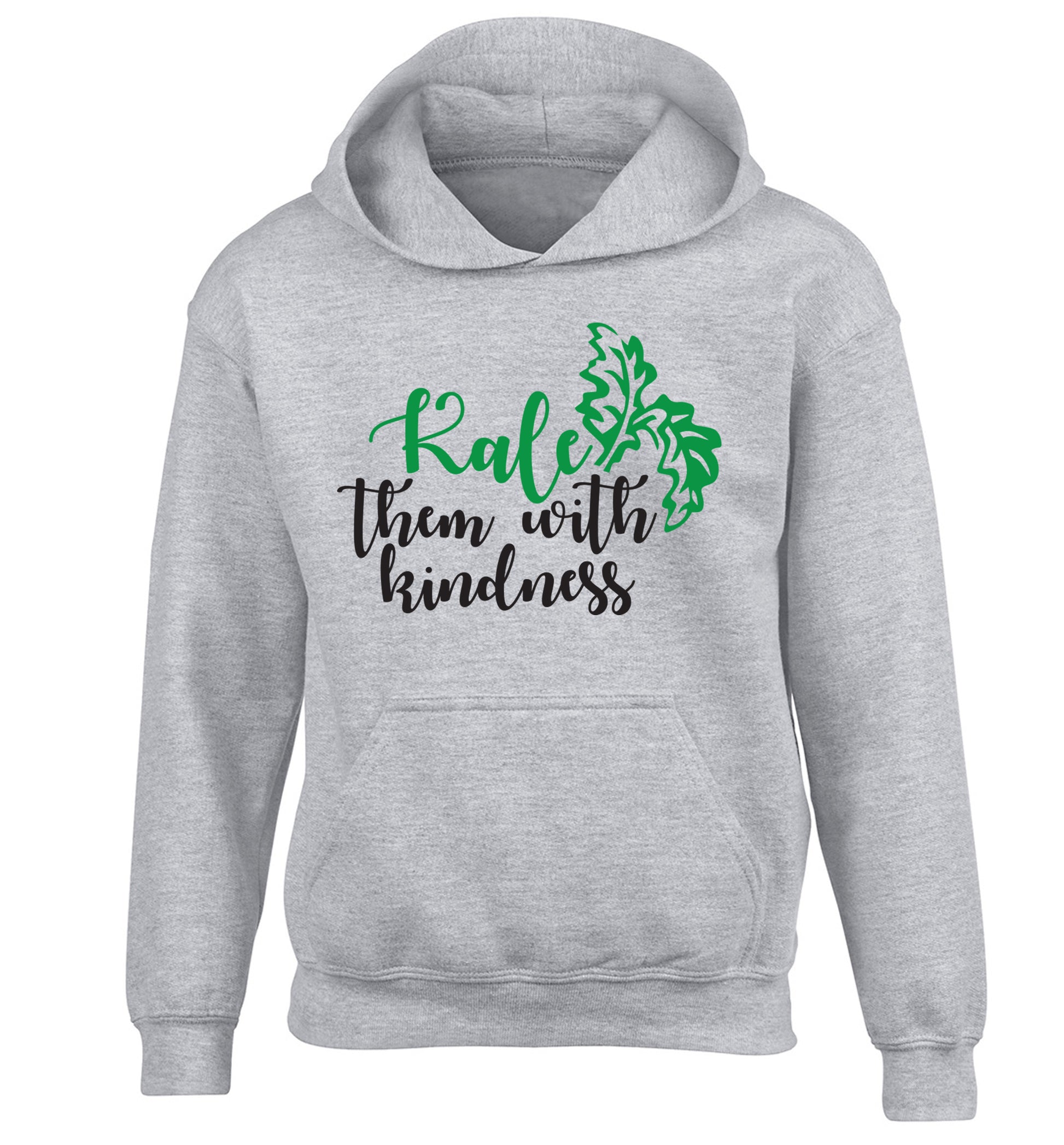 Kale them with kindness children's grey hoodie 12-14 Years