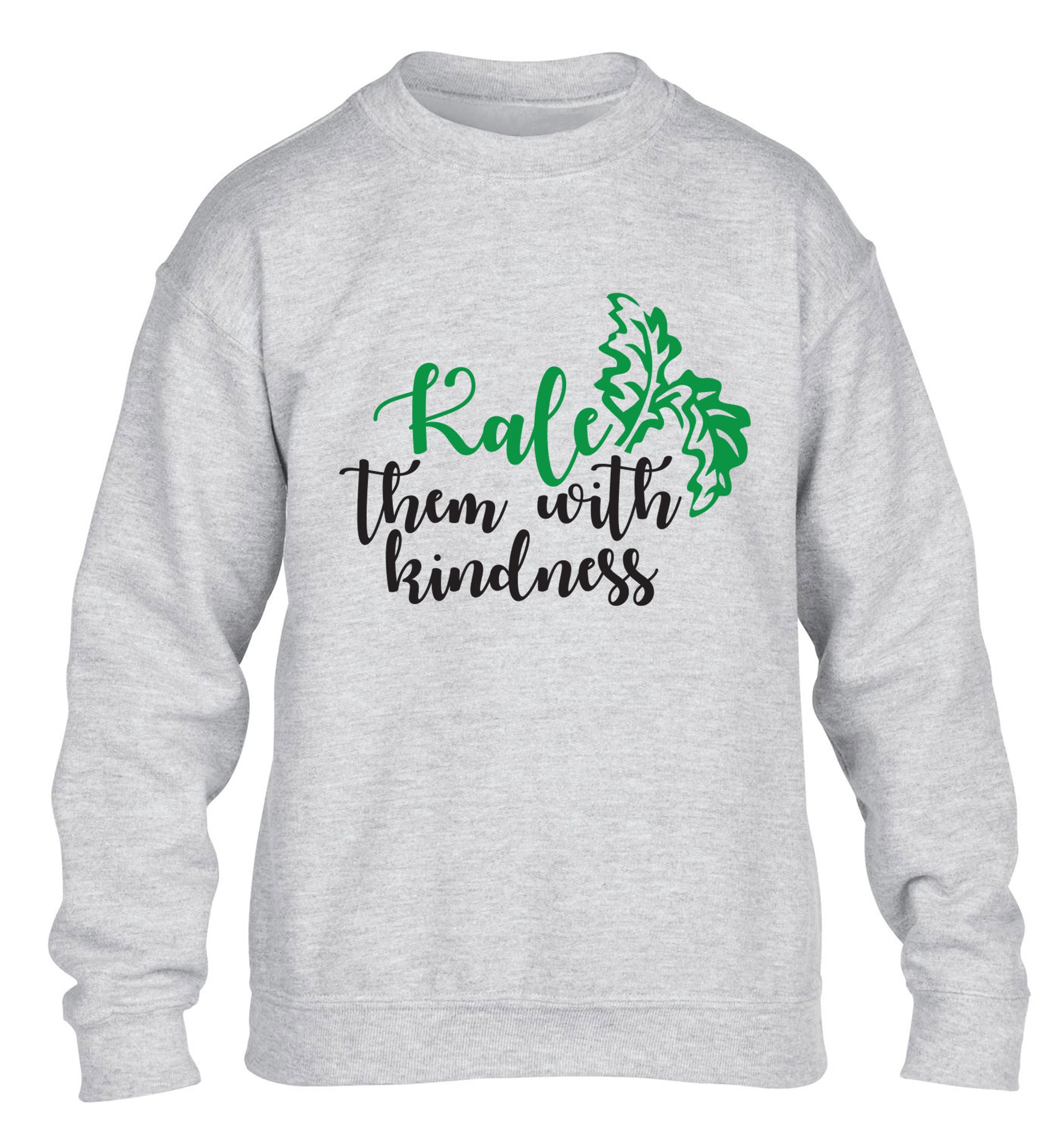 Kale them with kindness children's grey sweater 12-14 Years