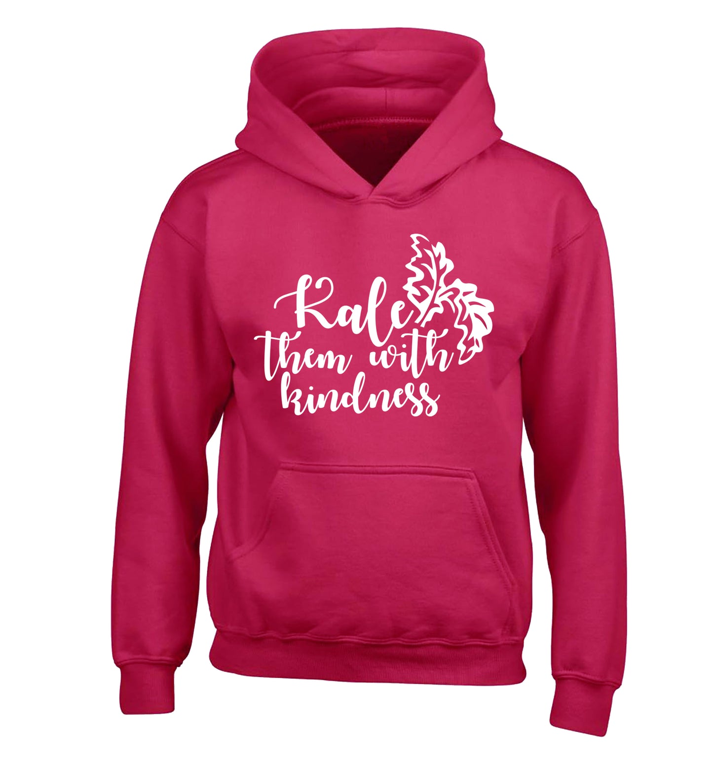 Kale them with kindness children's pink hoodie 12-14 Years