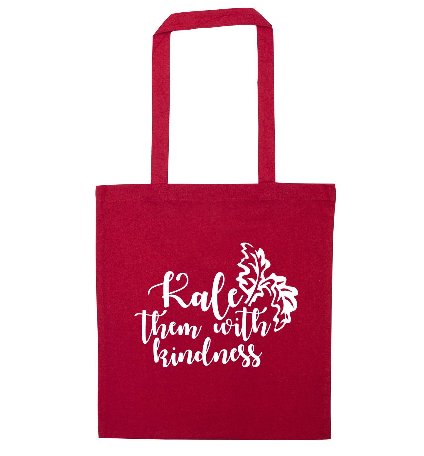 Kale them with kindness red tote bag