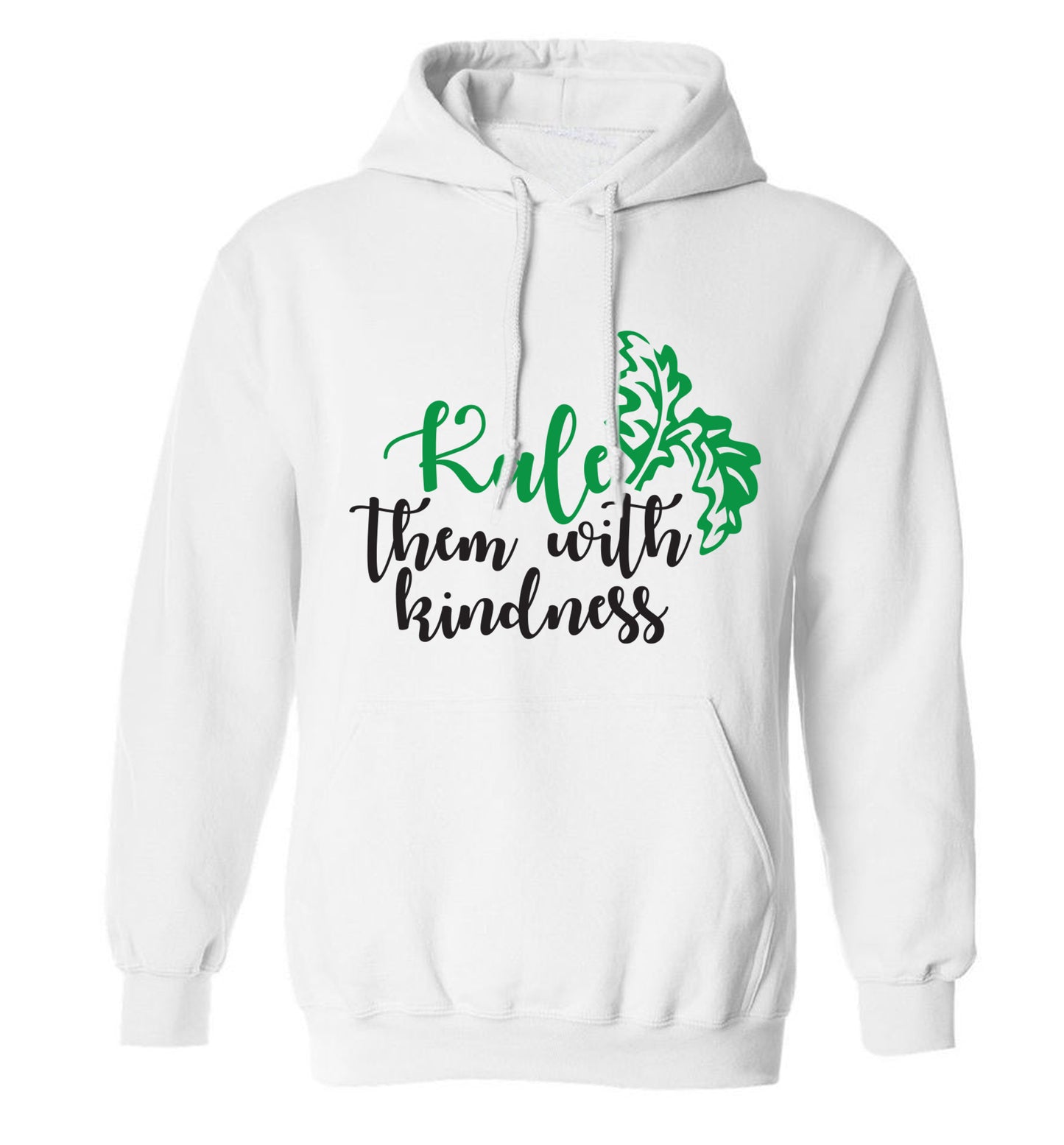 Kale them with kindness adults unisex white hoodie 2XL