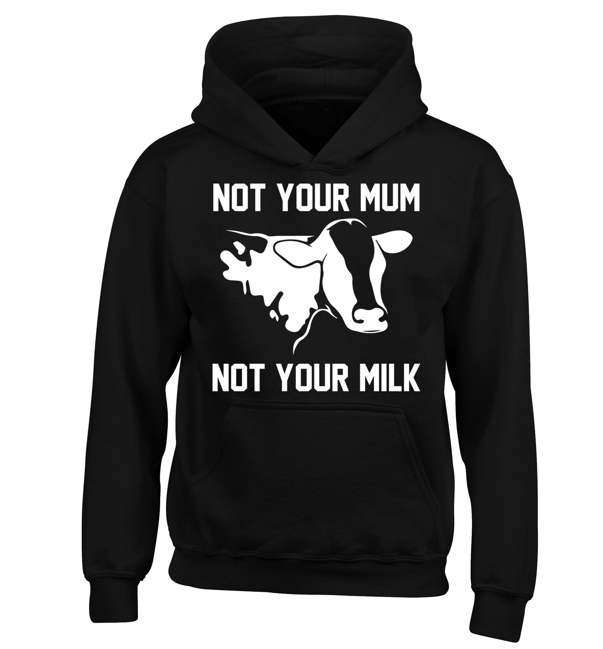 Not your mum not your milk children's black hoodie 12-14 Years