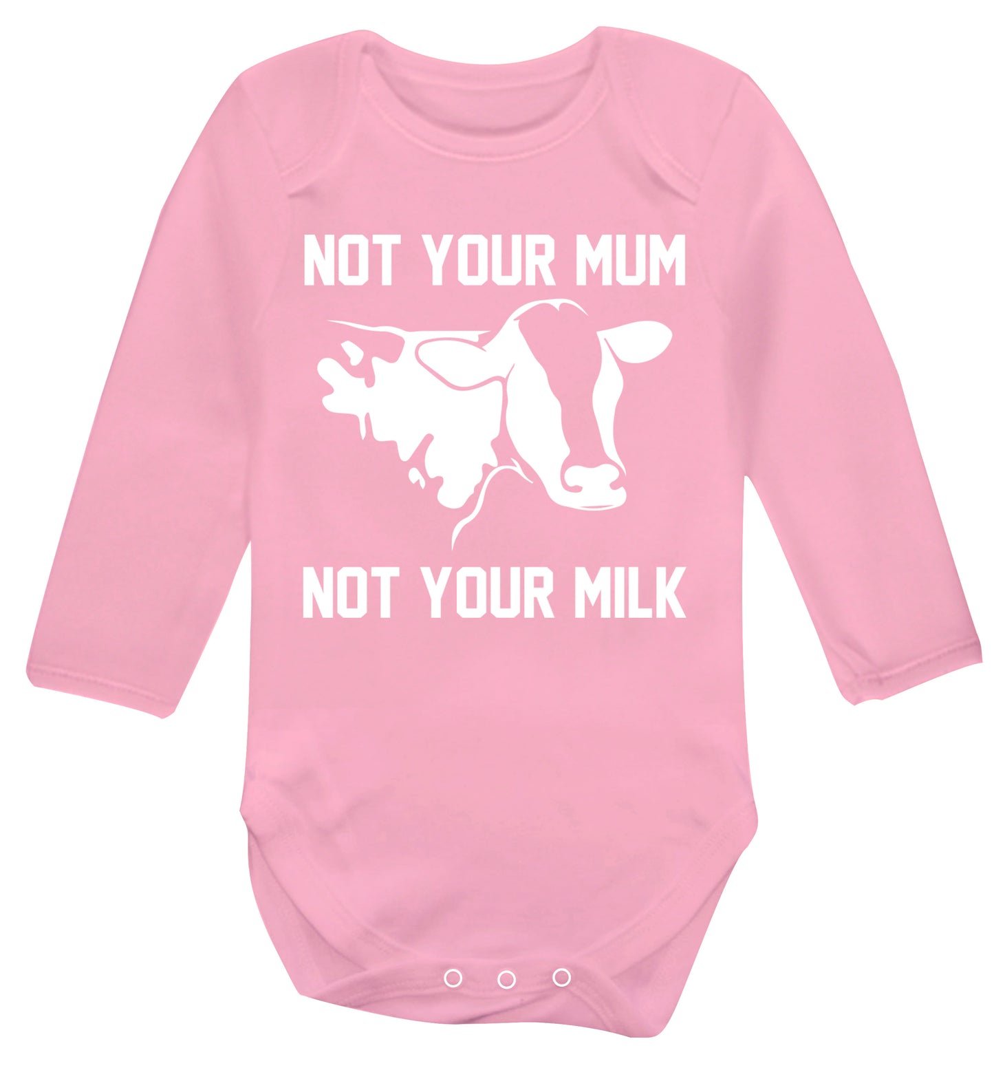 Not your mum not your milk Baby Vest long sleeved pale pink 6-12 months