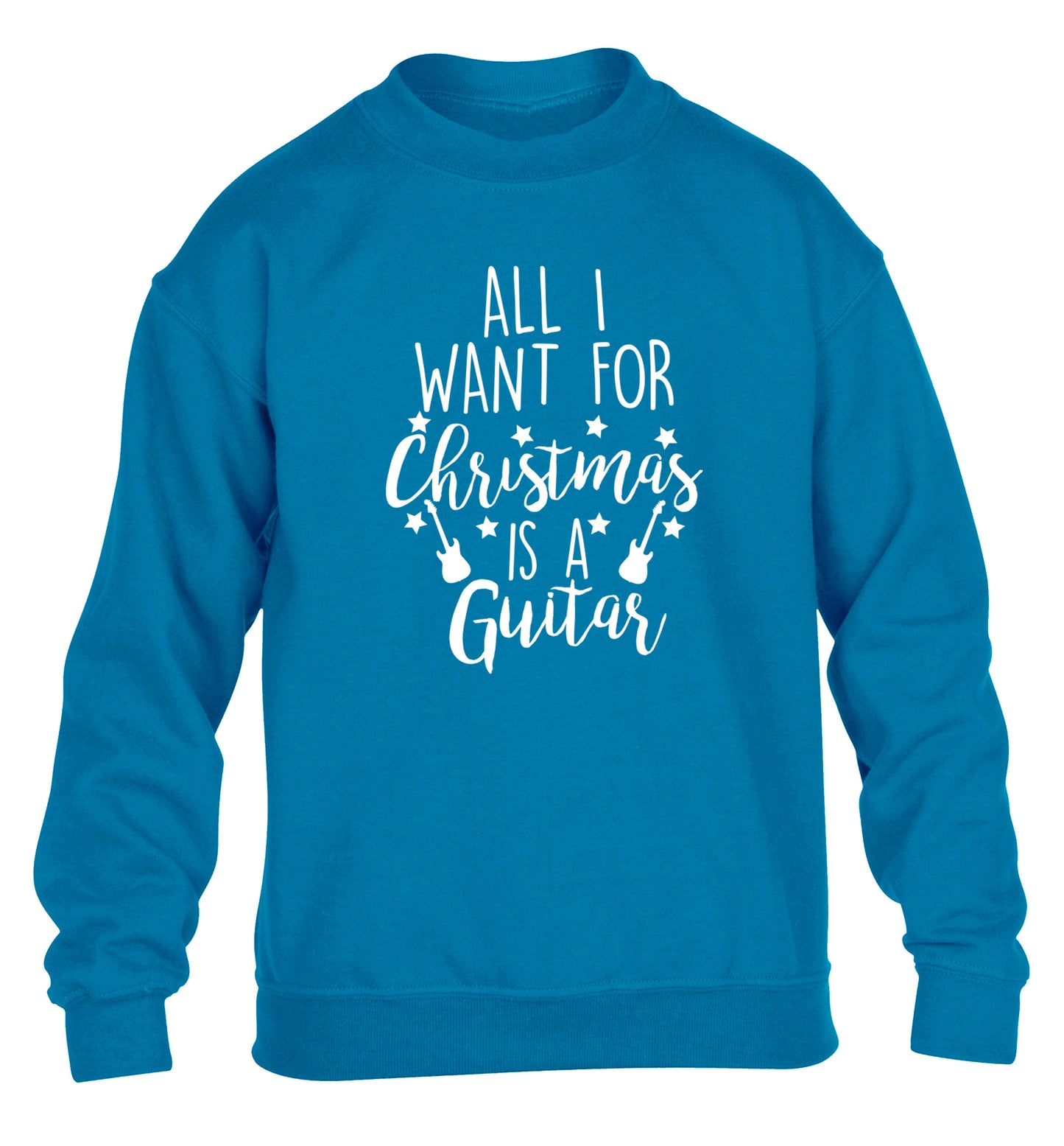 All I want for Christmas is a guitar children's blue sweater 12-14 Years
