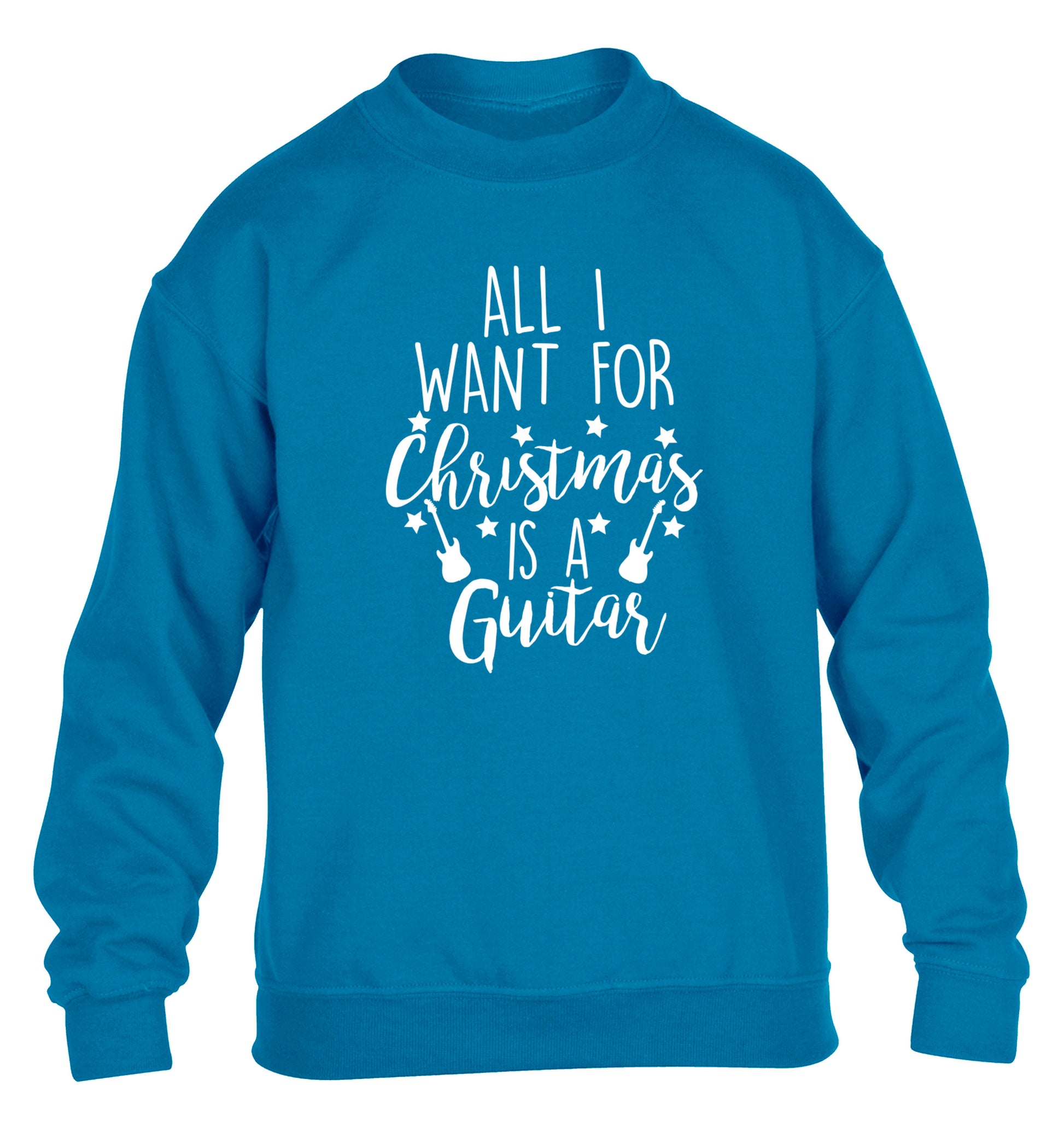 All I want for Christmas is a guitar children's blue sweater 12-14 Years