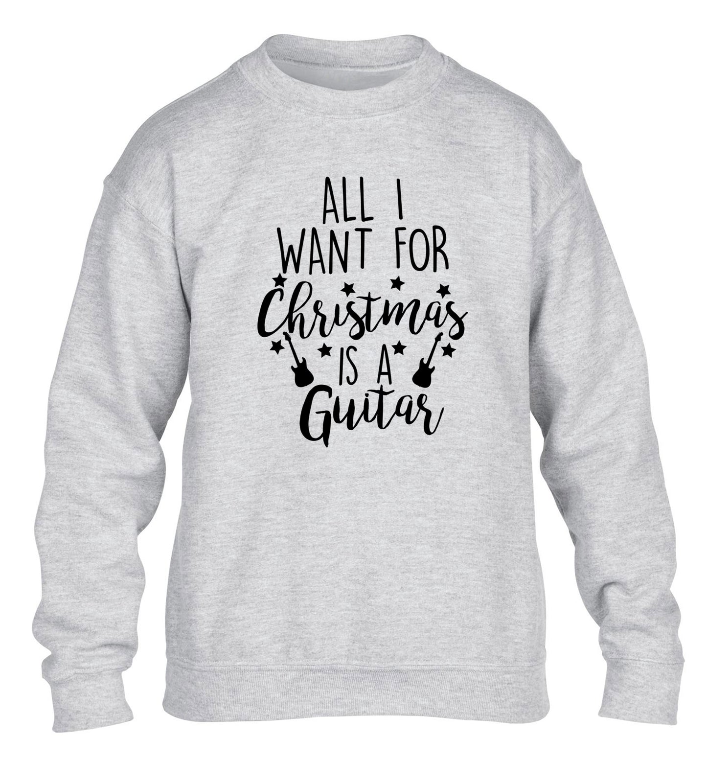 All I want for Christmas is a guitar children's grey sweater 12-14 Years