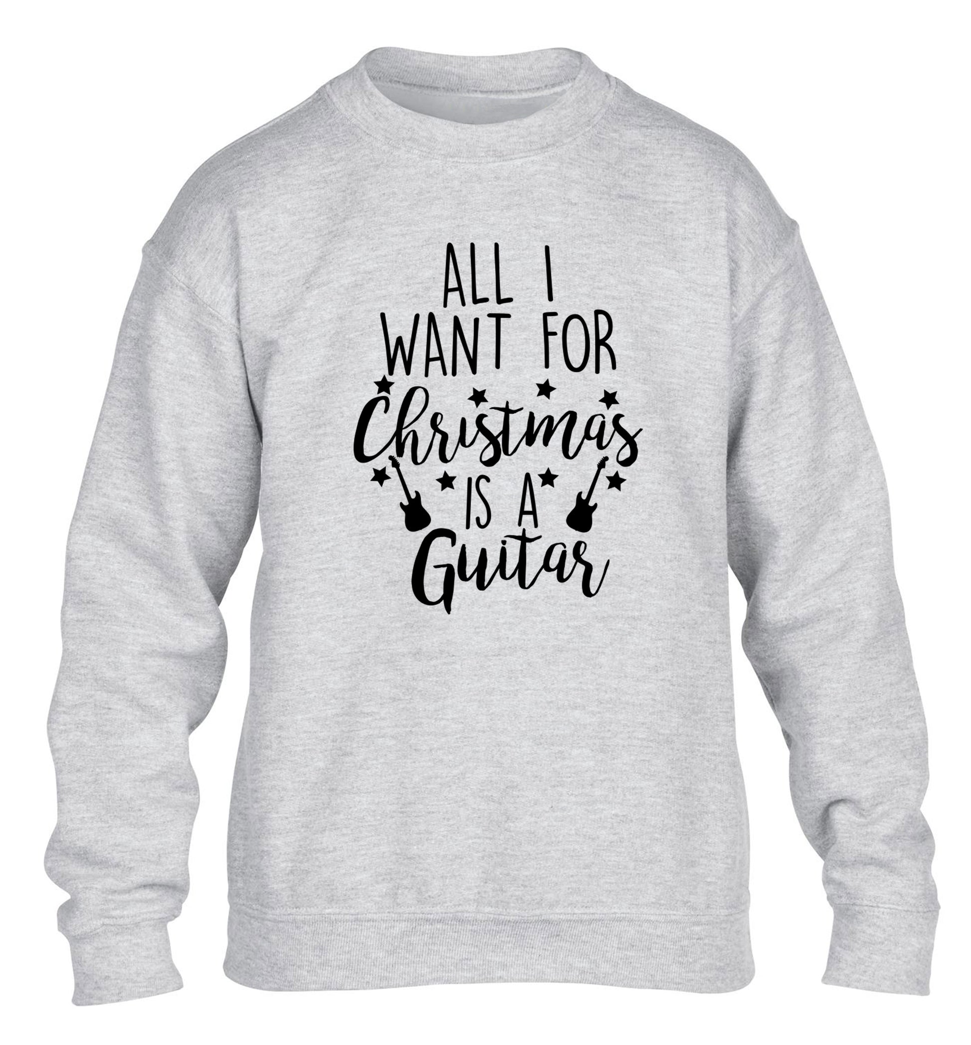 All I want for Christmas is a guitar children's grey sweater 12-14 Years