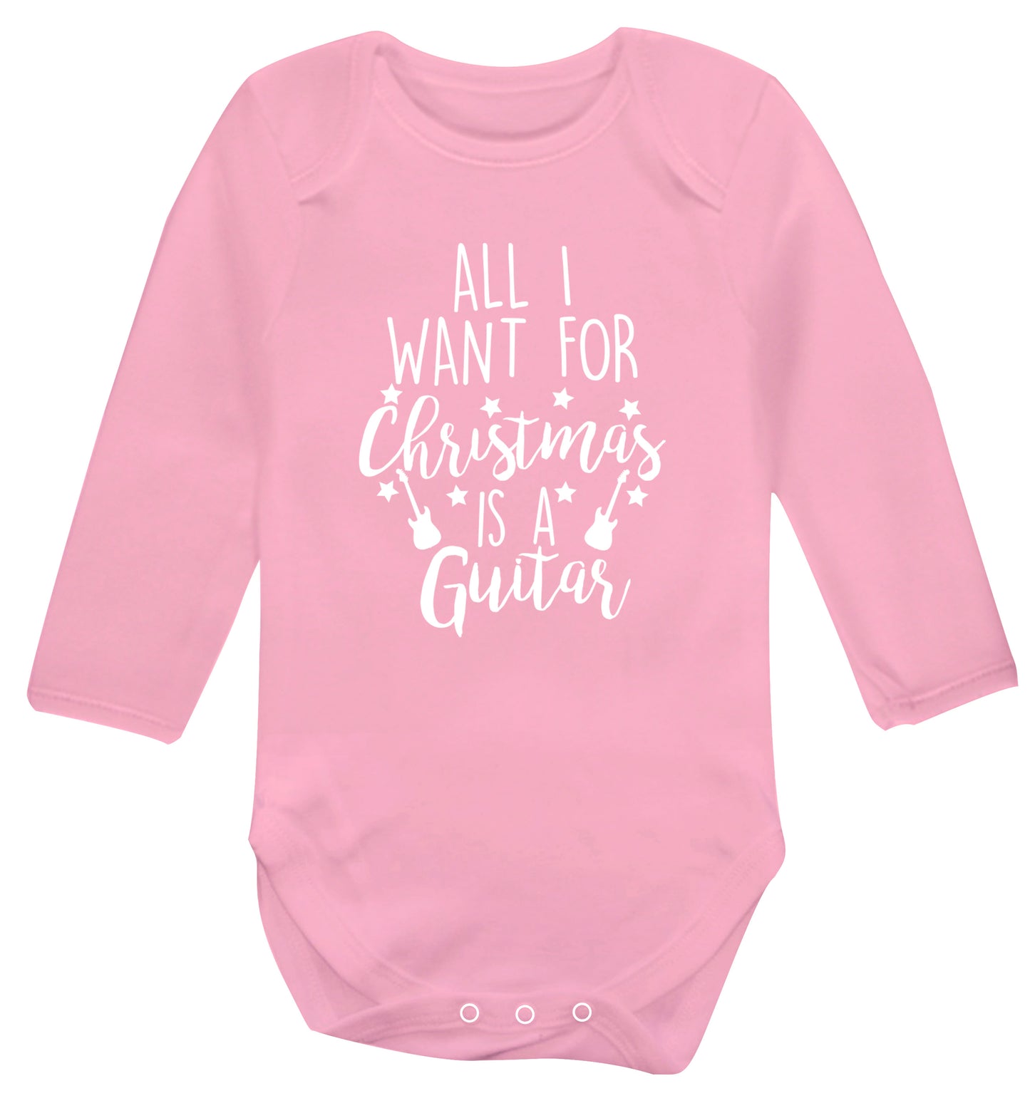 All I want for Christmas is a guitar Baby Vest long sleeved pale pink 6-12 months