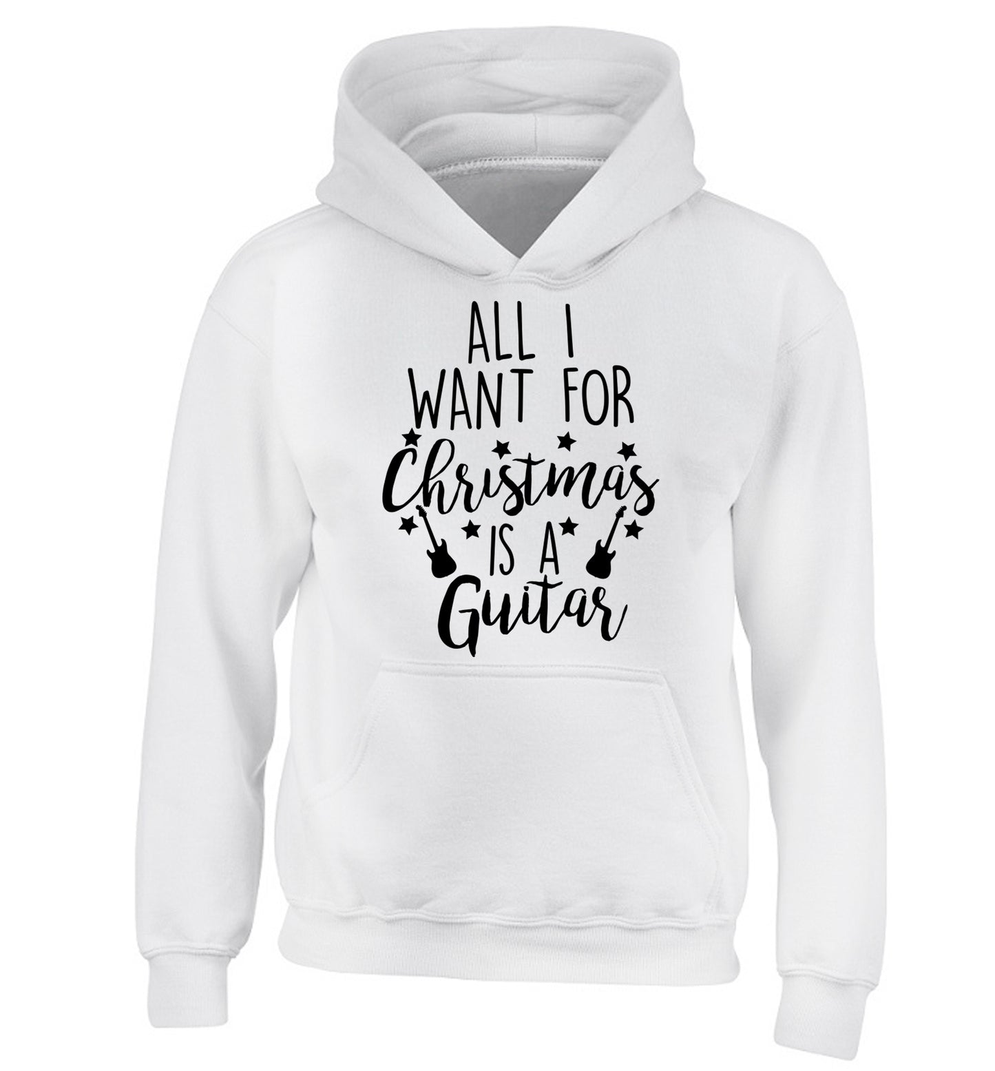 All I want for Christmas is a guitar children's white hoodie 12-14 Years