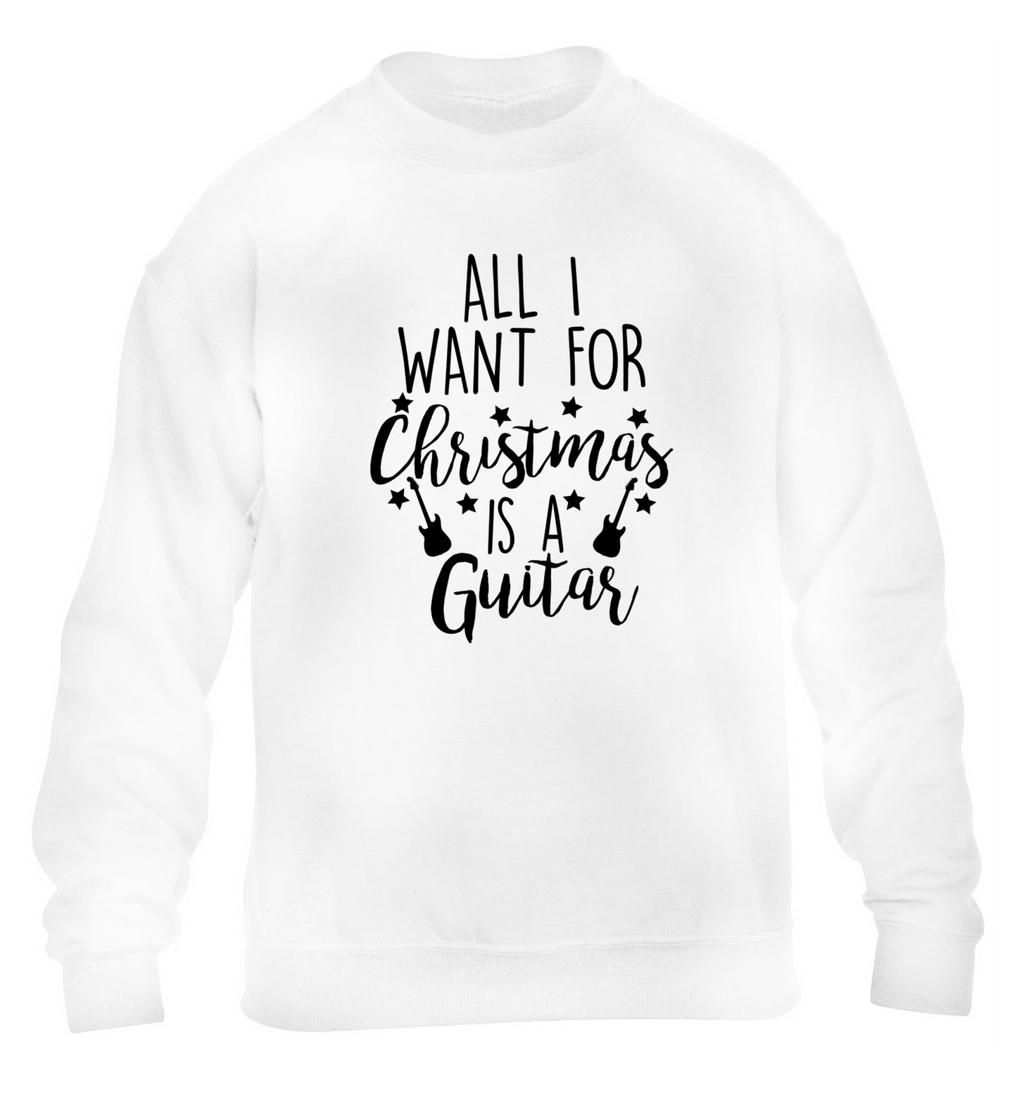 All I want for Christmas is a guitar children's white sweater 12-14 Years