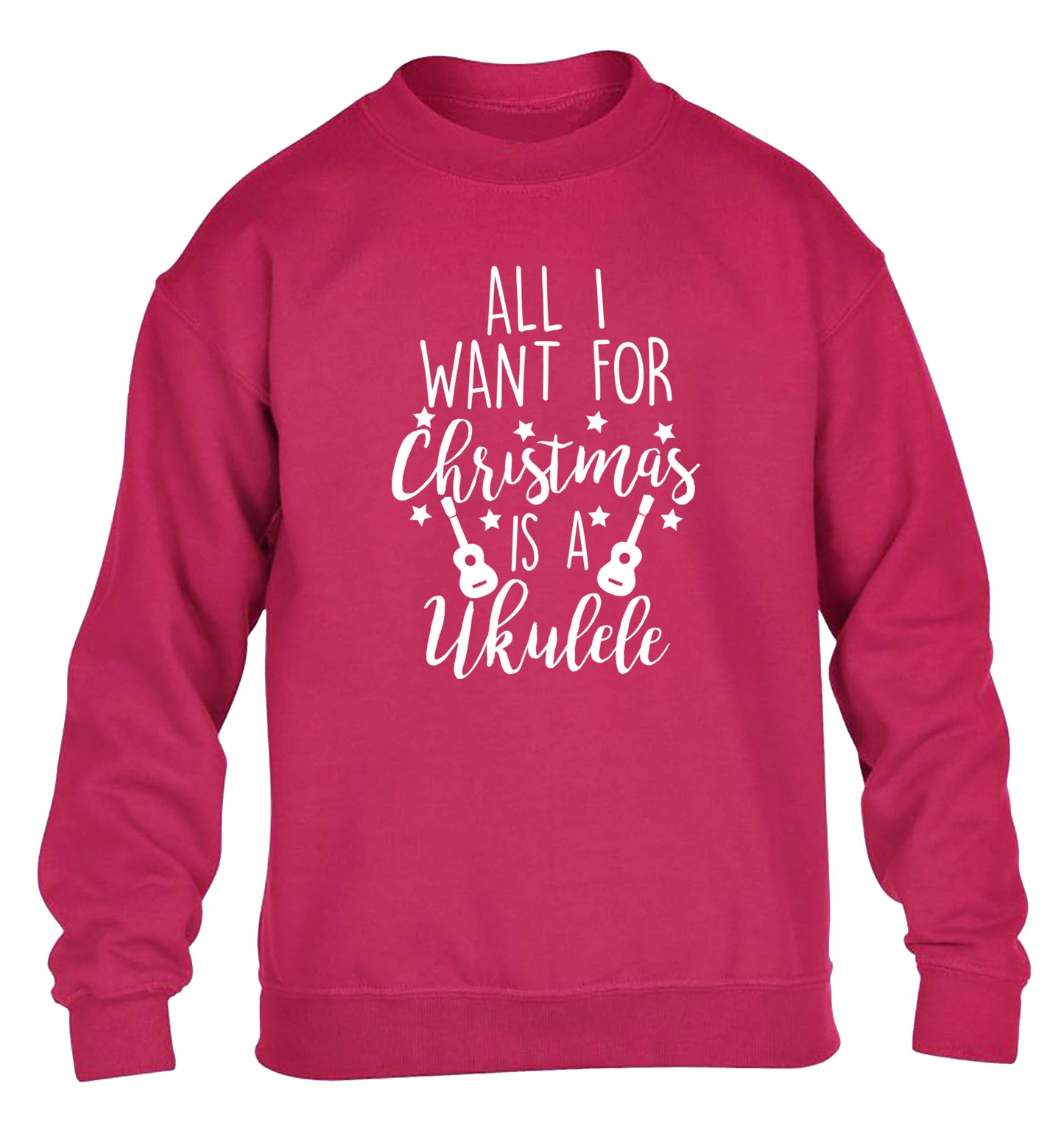 All I want for christmas is a ukulele children's pink sweater 12-14 Years