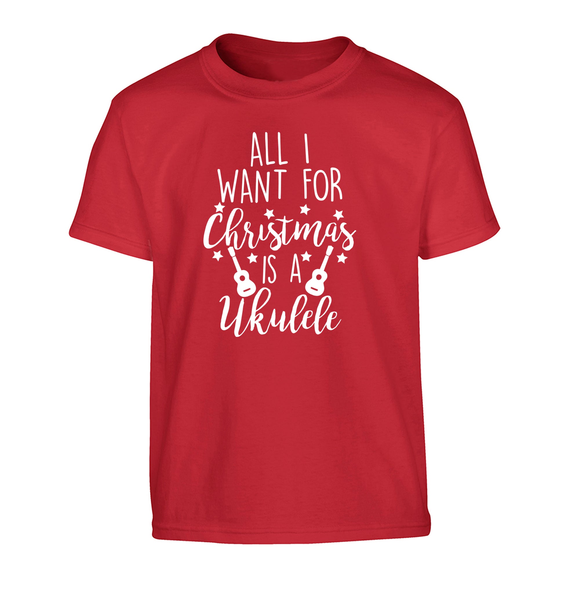 All I want for christmas is a ukulele Children's red Tshirt 12-14 Years