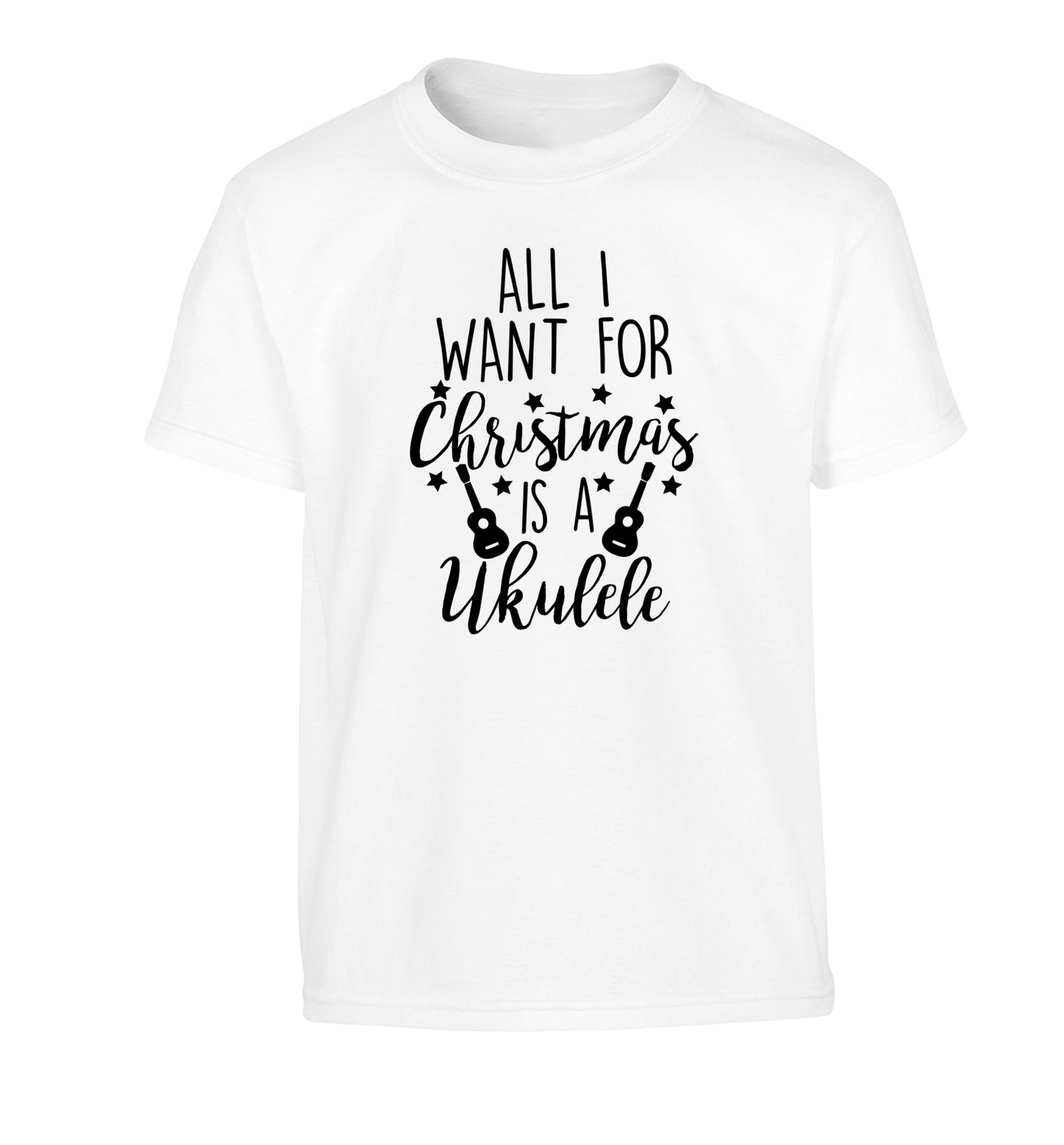 All I want for christmas is a ukulele Children's white Tshirt 12-14 Years