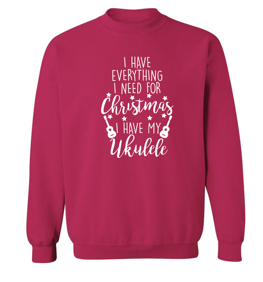 I have everything I need for Christmas I have my ukulele Adult's unisex pink Sweater 2XL