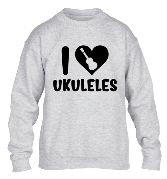 I love ukuleles children's grey sweater 12-14 Years