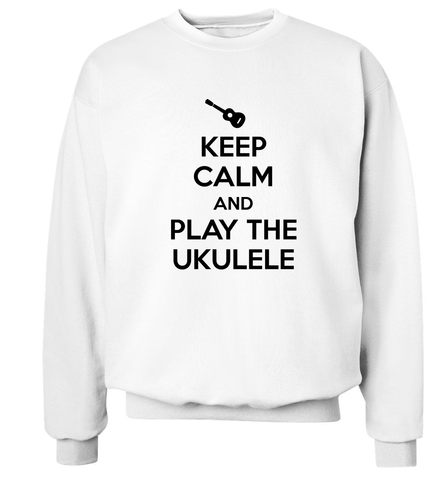 Keep calm and play the ukulele Adult's unisex white Sweater 2XL