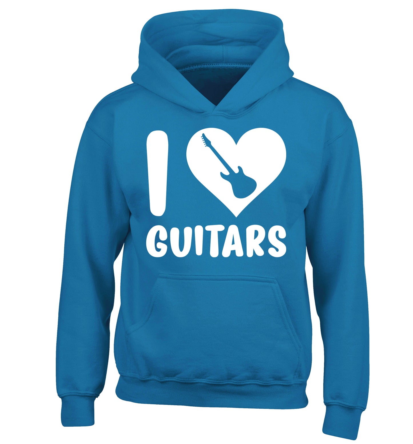 I love guitars children's blue hoodie 12-14 Years
