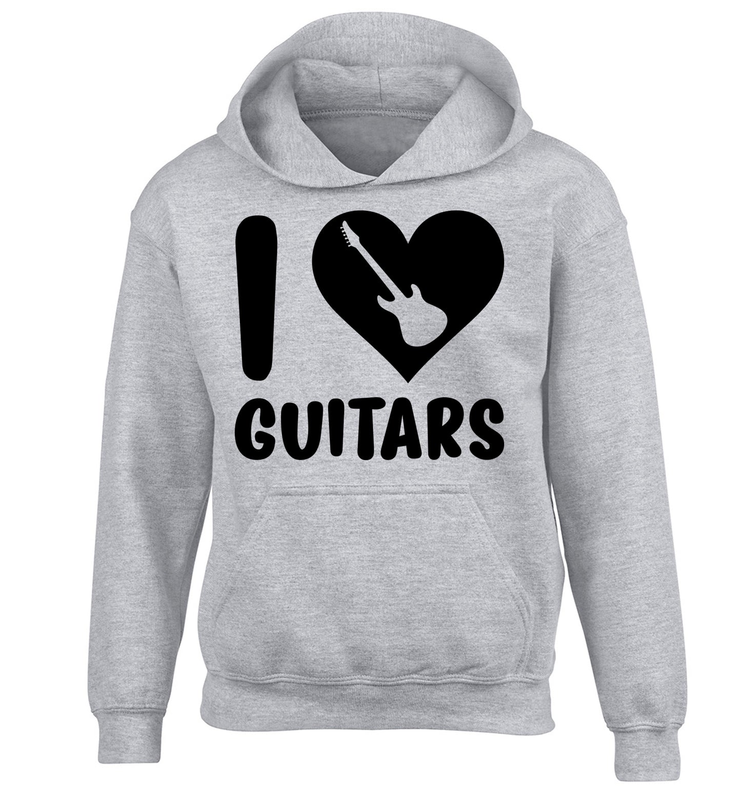 I love guitars children's grey hoodie 12-14 Years