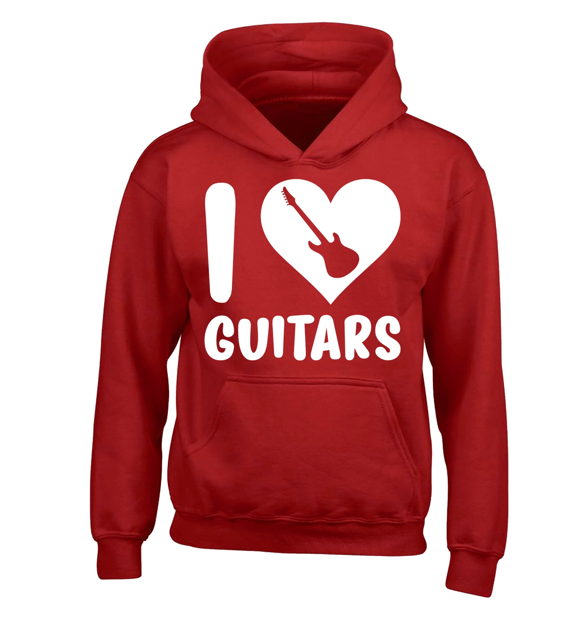 I love guitars children's red hoodie 12-14 Years