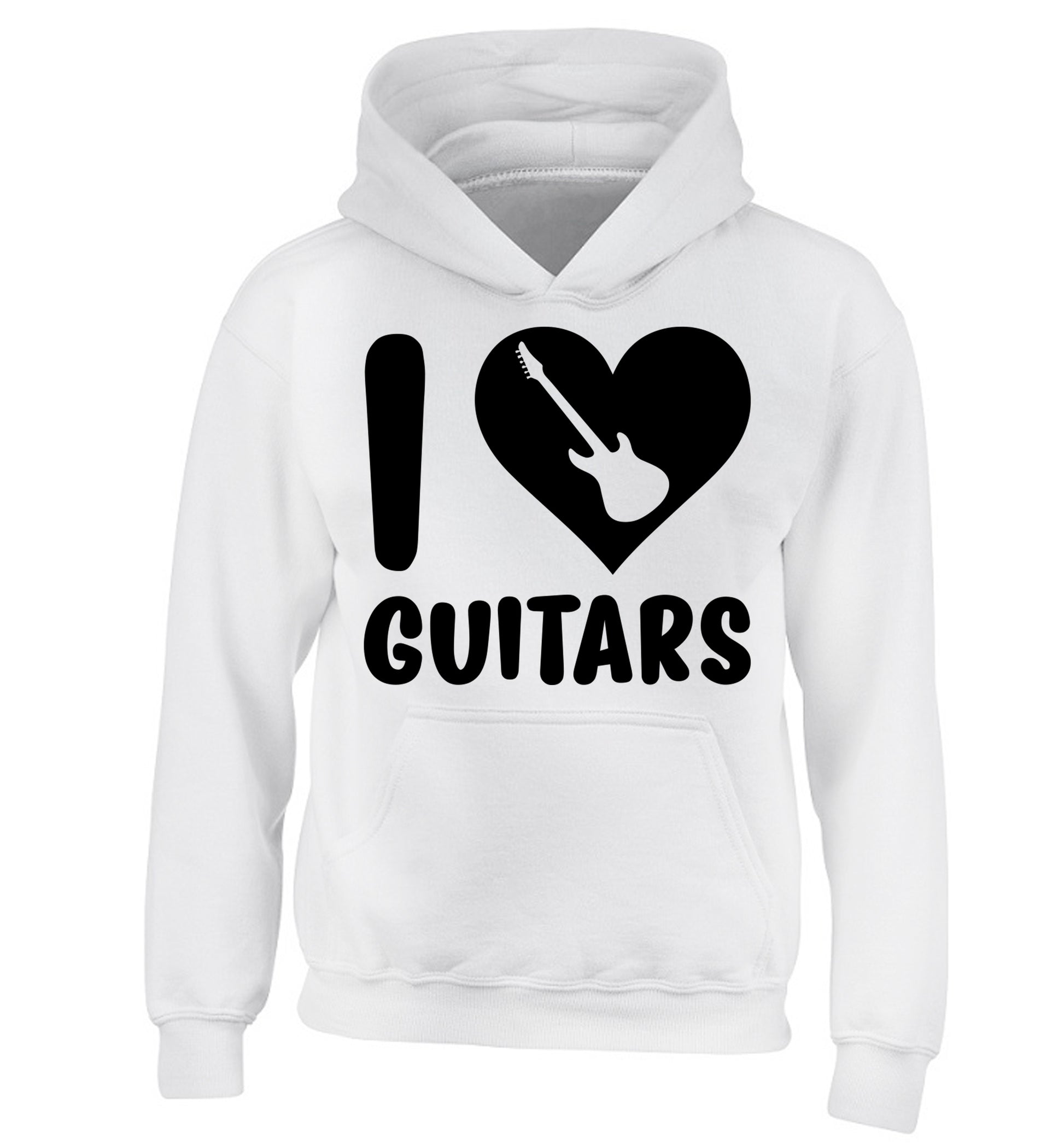 I love guitars children's white hoodie 12-14 Years