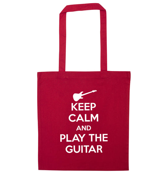 Keep calm and play the guitar red tote bag