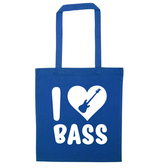 I love bass blue tote bag