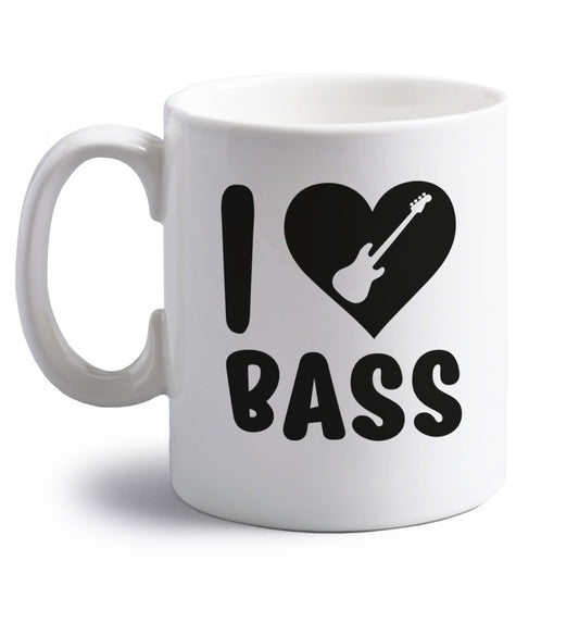 I love bass right handed white ceramic mug 