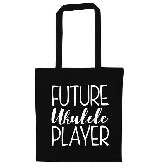 Future ukulele player black tote bag