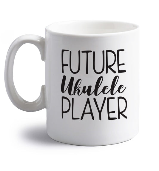 Future ukulele player right handed white ceramic mug 