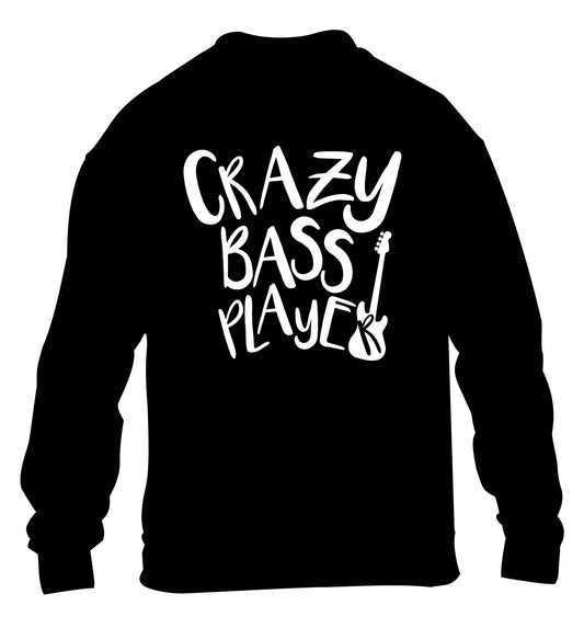 Crazy bass player children's black sweater 12-14 Years