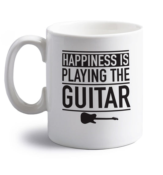 Happines is playing the guitar right handed white ceramic mug 