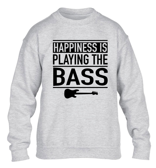 Happines is playing the bass children's grey sweater 12-14 Years