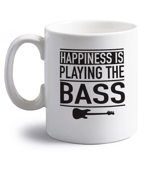 Happines is playing the bass right handed white ceramic mug 