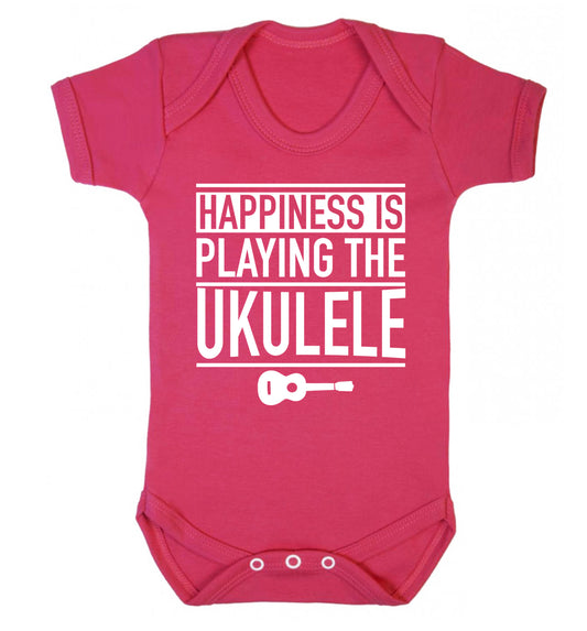 Happines is playing the ukulele Baby Vest dark pink 18-24 months