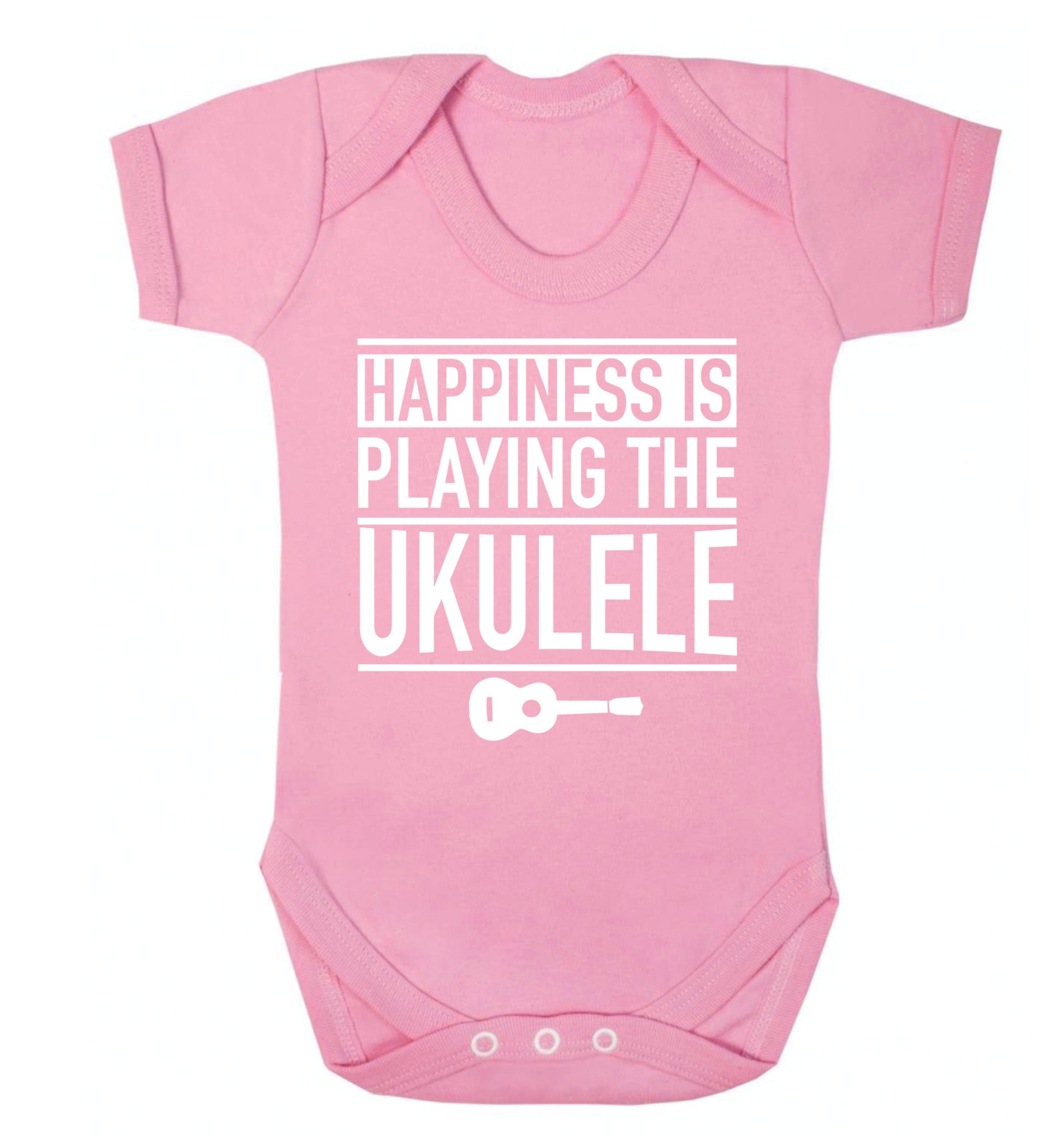 Happines is playing the ukulele Baby Vest pale pink 18-24 months