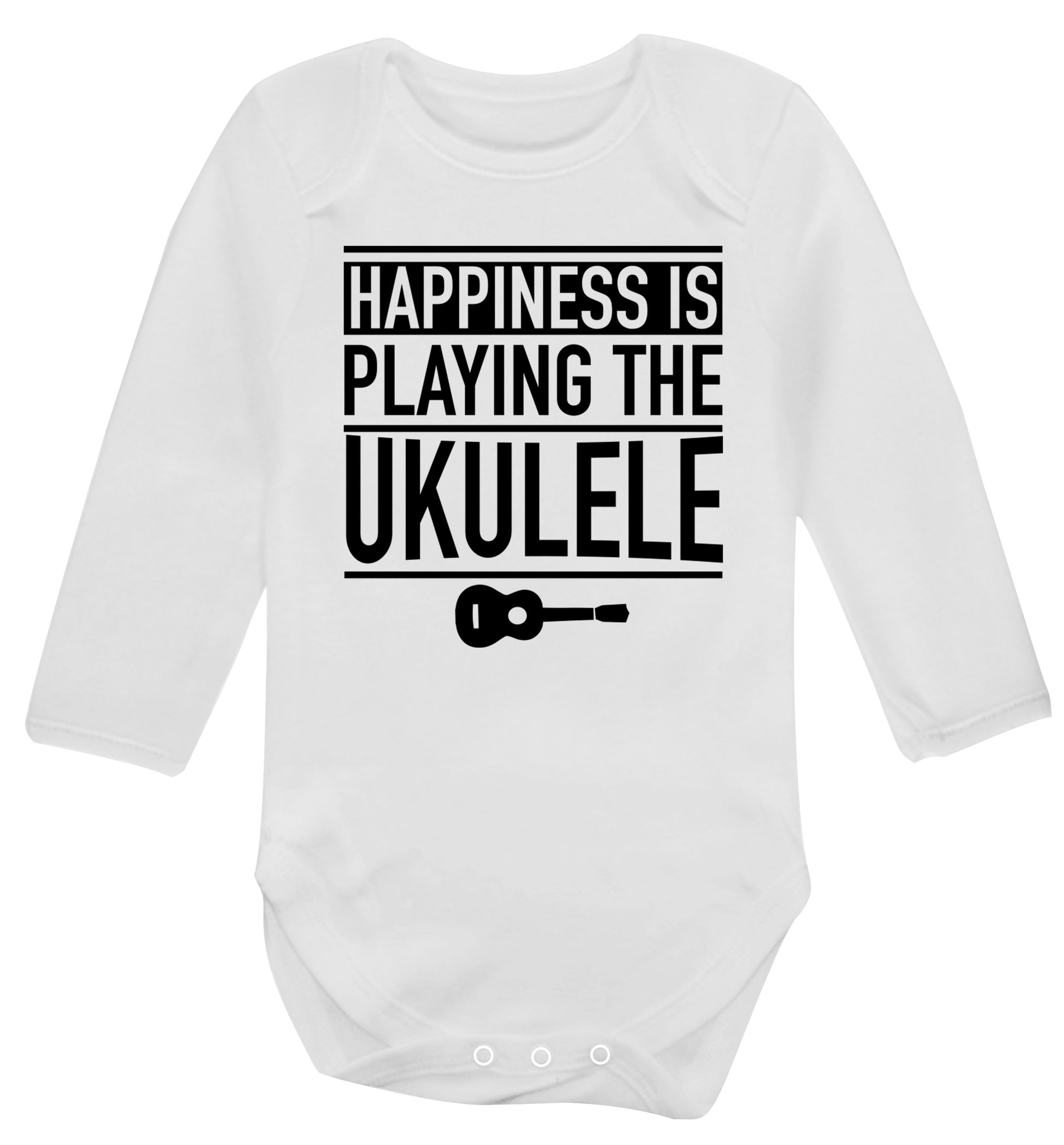 Happines is playing the ukulele Baby Vest long sleeved white 6-12 months