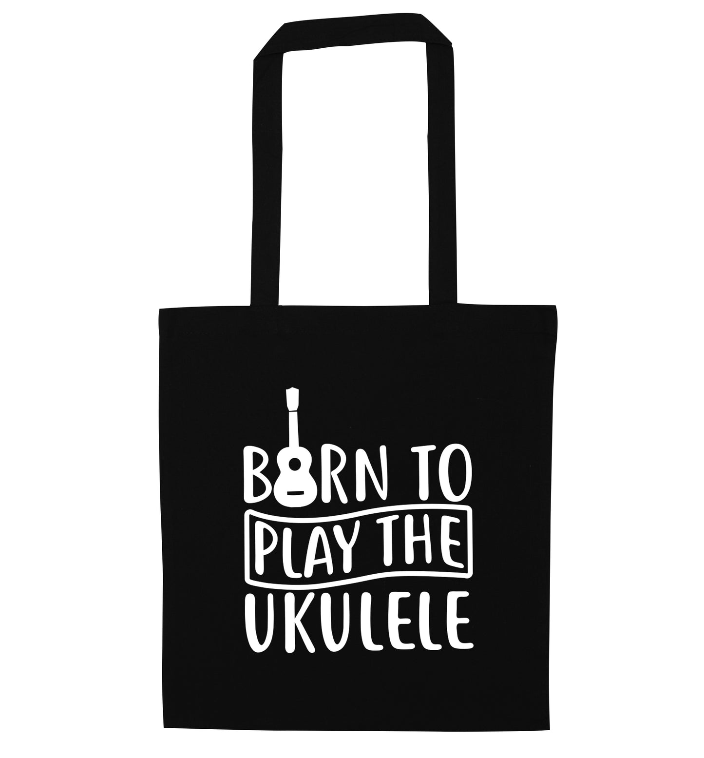 Born to play the ukulele black tote bag