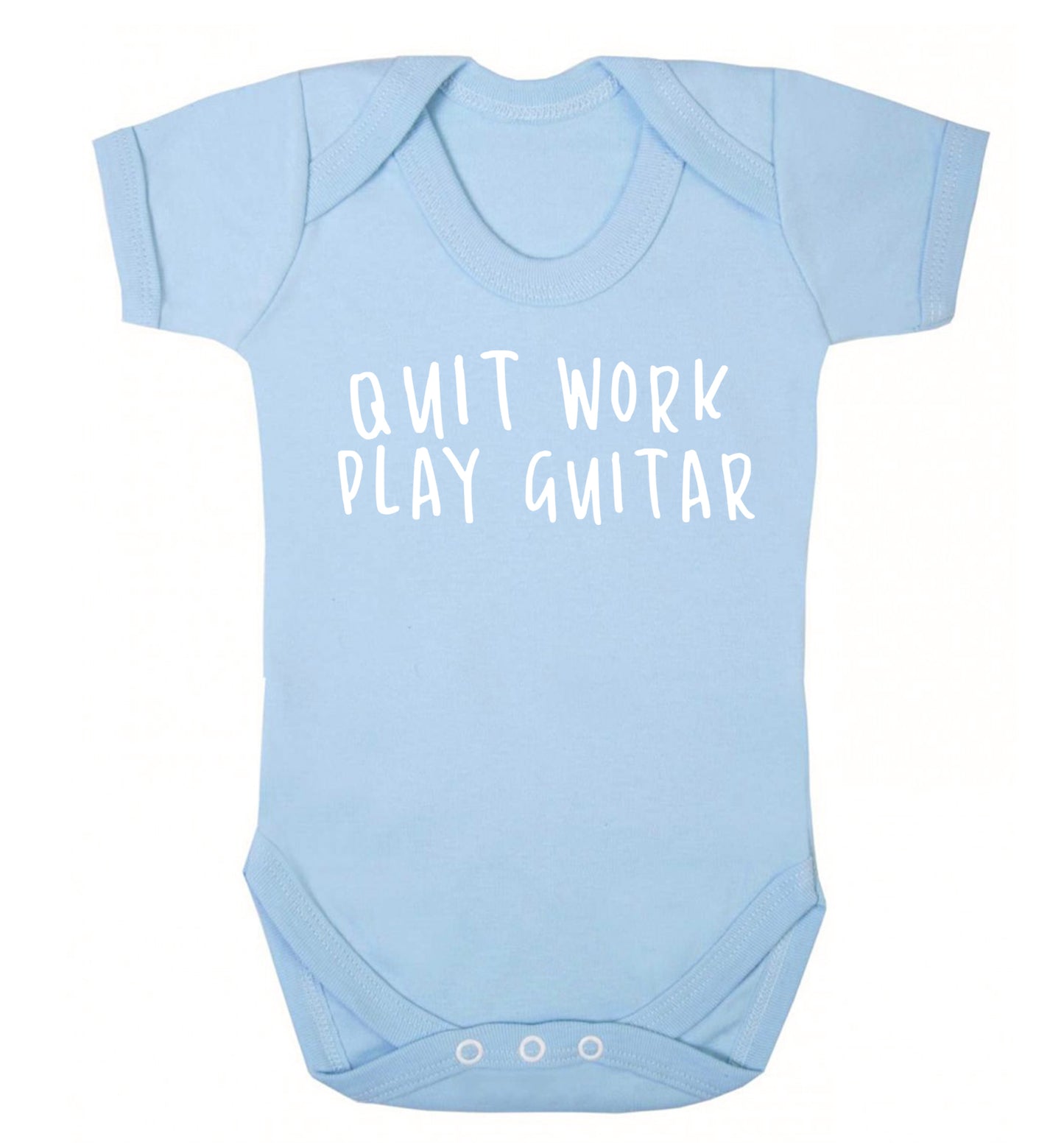 Quit work play guitar Baby Vest pale blue 18-24 months