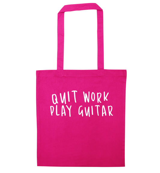 Quit work play guitar pink tote bag