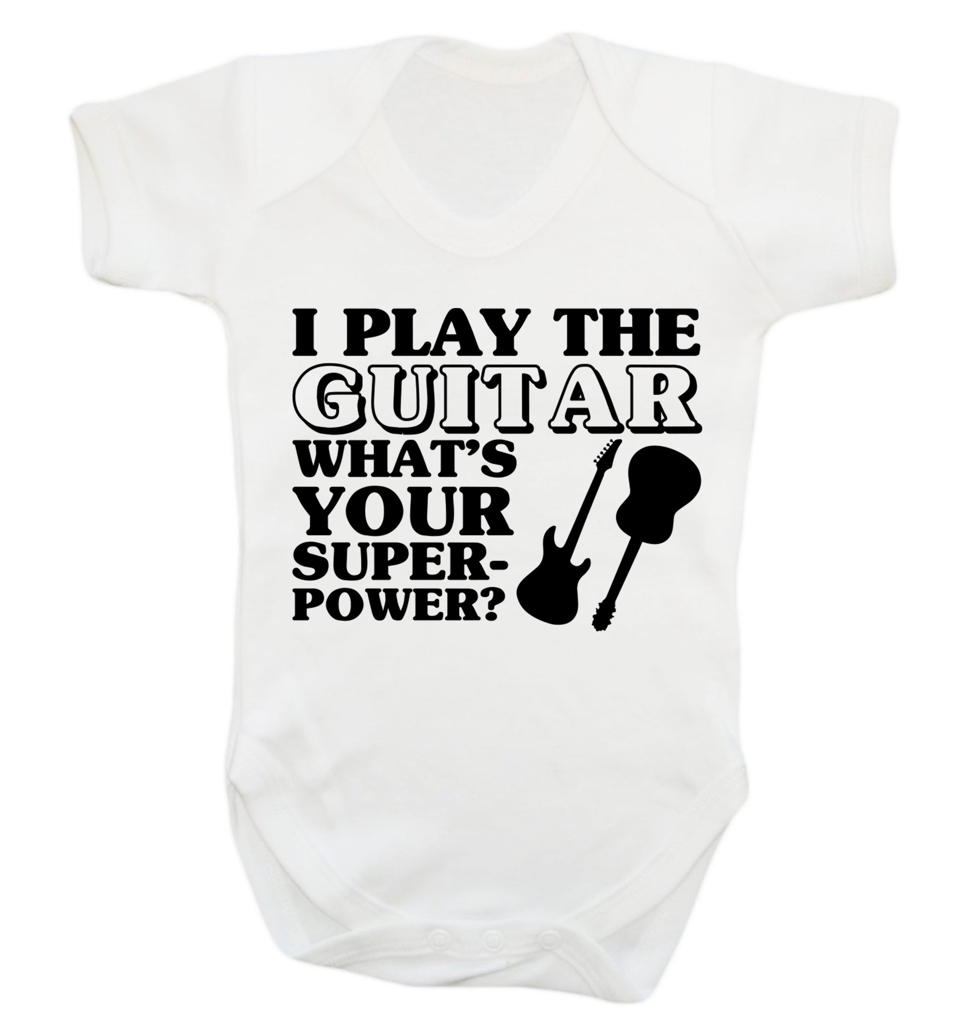 I play the guitar what's your superpower? Baby Vest white newborn